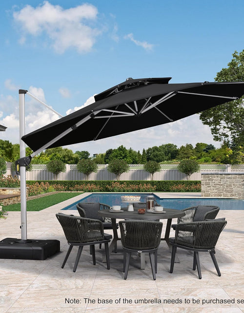 Load image into Gallery viewer, 12 Feet Double Top round Deluxe Patio Umbrella Offset Hanging Umbrella Outdoor Market Umbrella Garden Umbrella, Black
