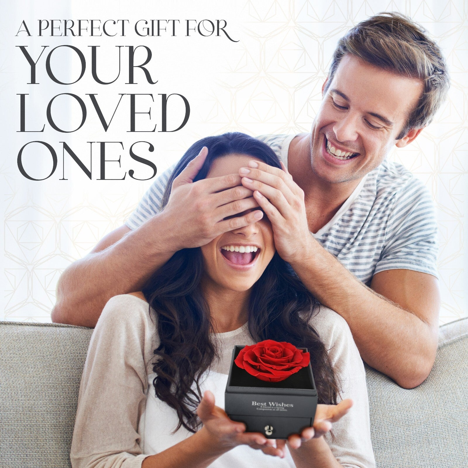 Glamour Boutique Preserved Rose in a Box with I Love You Necklace in 100 Languag
