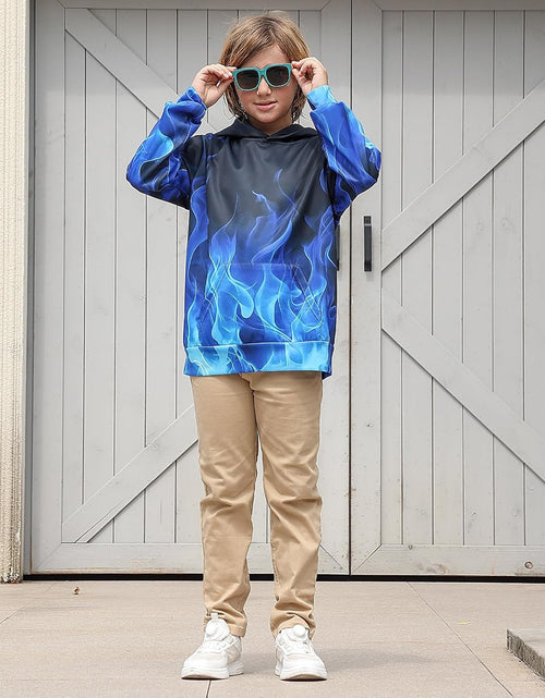 Load image into Gallery viewer, Blue Smoke Hoodies for Boys Fall Winter Clothes 7-8 Years Girl Sweatshirt Fashion Fire Sweater Kids Long Sleeves Pullover with Design
