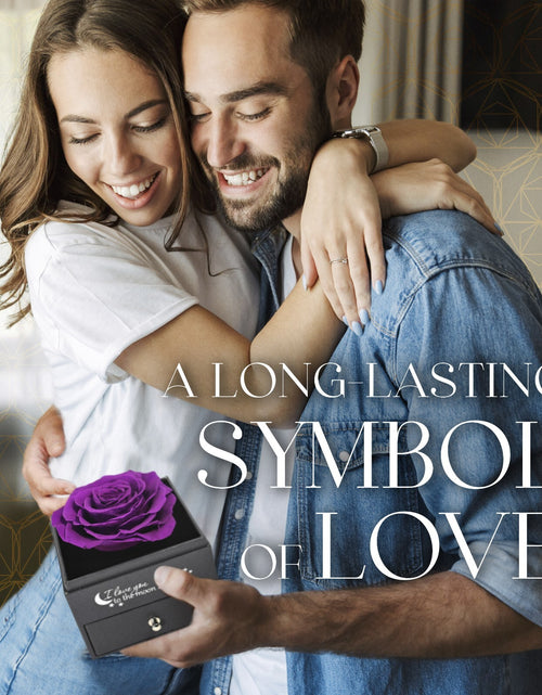 Load image into Gallery viewer, Glamour Boutique Preserved Rose in a Box with I Love You Necklace in 100 Languag
