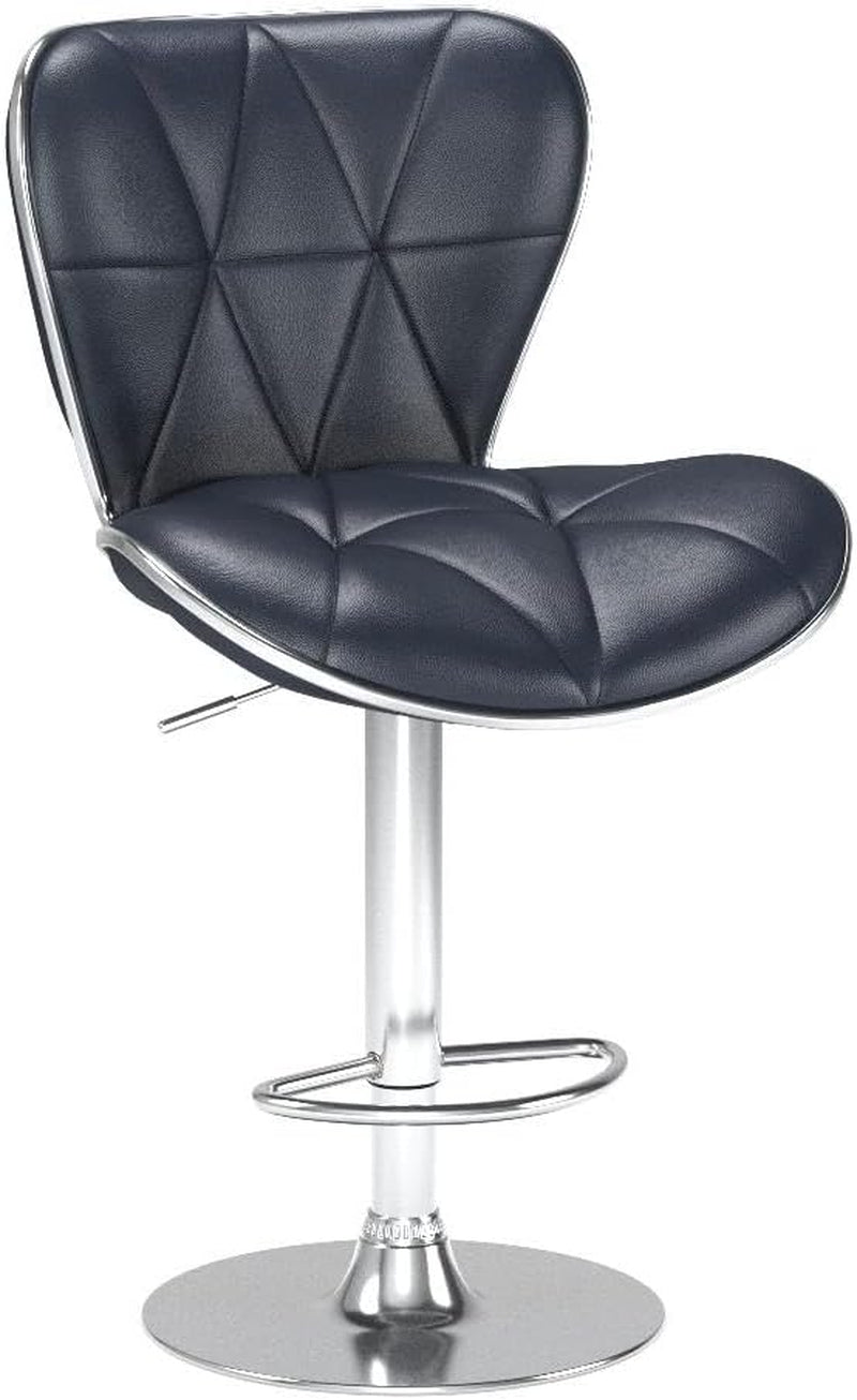 Leader Shell Back Bar Stools Set of 2, Adjustable Bar Stool with Back, Swivel Barstools (Black)