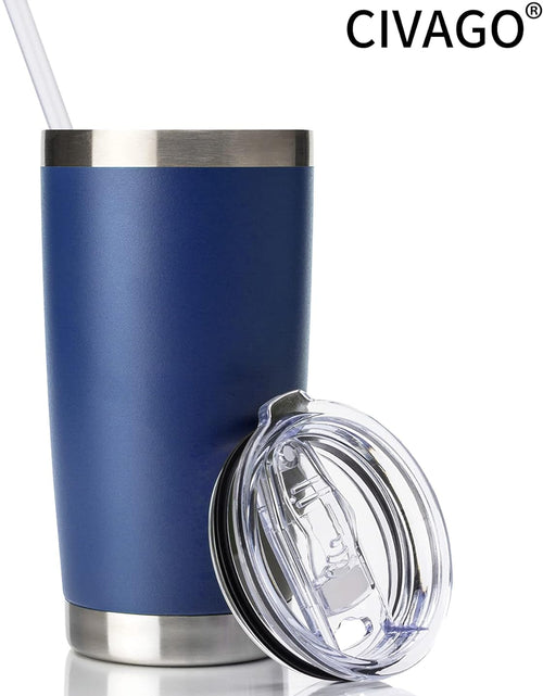 Load image into Gallery viewer, 20Oz Tumbler with Lid and Straw, Stainless Steel Vacuum Insulated Water Coffee Tumbler Cup, Double Wall Powder Coated Spill-Proof Travel Mug Thermal Cup for Home Outdoor (Navy Blue, 1 Pack)
