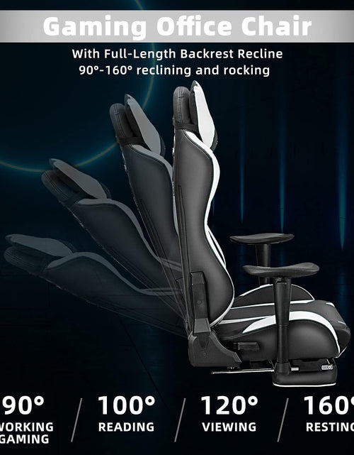 Load image into Gallery viewer, Gaming Chair with Footrest, Gaming Chairs, Comfortable Office Chairs Ergonomic Computer Gamer Chair with Headrest and Lumbar Support, High Back Gaming Chairs for Teens Adults, White
