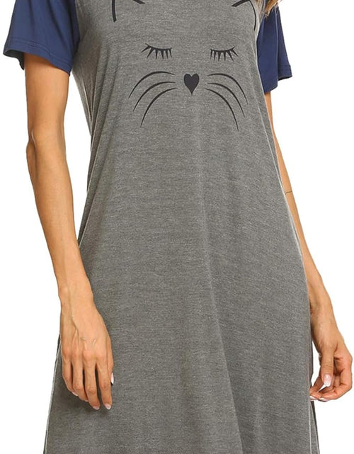 Load image into Gallery viewer, Womens Nightgown Short Sleeve Night Dress Printed Sleepwear Soft Sleep Shirt S-3XL
