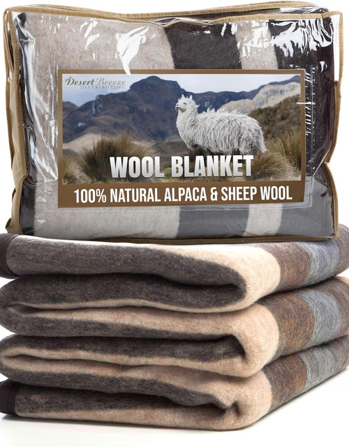 Load image into Gallery viewer, Natural Alpaca &amp; Sheep Wool Blanket – Twin Size – Heavyweight Warmth, Thick, Breathable, Natural Texture &amp; Scent, 63 X 84 Inches, 4.2 Lbs – Made in Peru
