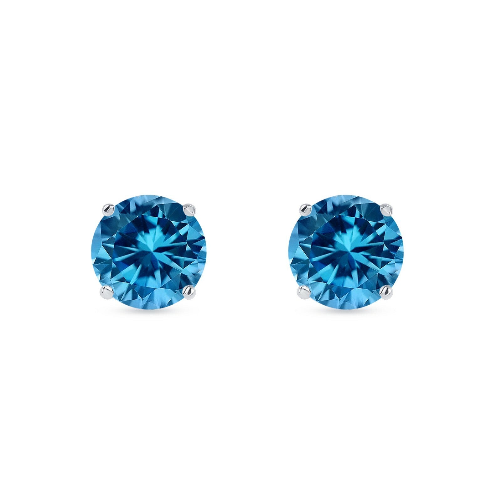5.50 Ct round Cut Blue Earrings Studs Solid Real 950 Platinum Push Back Basket
