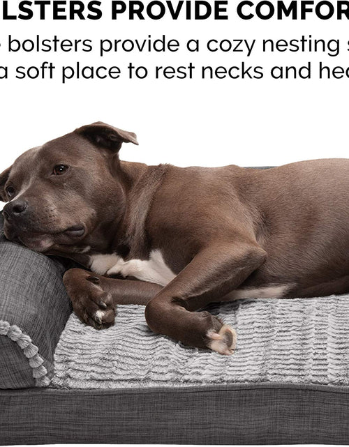 Load image into Gallery viewer, Orthopedic Dog Bed for Medium/Small Dogs W/ Removable Bolsters &amp; Washable Cover, for Dogs up to 35 Lbs - Luxe Faux Fur &amp; Performance Linen Sofa - Charcoal, Medium

