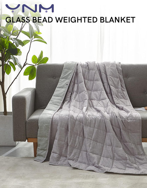 Load image into Gallery viewer, Weighted Blanket — Linen/Cotton Blend Fabric with Premium Glass Beads (Purple/Grey Reversible, 80&#39;&#39;X87&#39;&#39; 15Lbs), Two Persons(70~140Lb) Sharing Use on Queen/King Bed | a Duvet Included …
