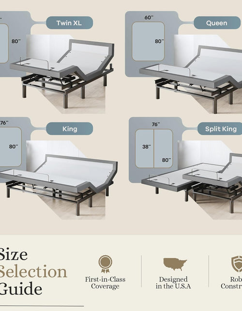 Load image into Gallery viewer, Harmony Adjustable Bed Base, Head and Foot Lift, Massage, Under-Bed Lights, USB, Gel Memory, Zero Gravity Smart Frame - King
