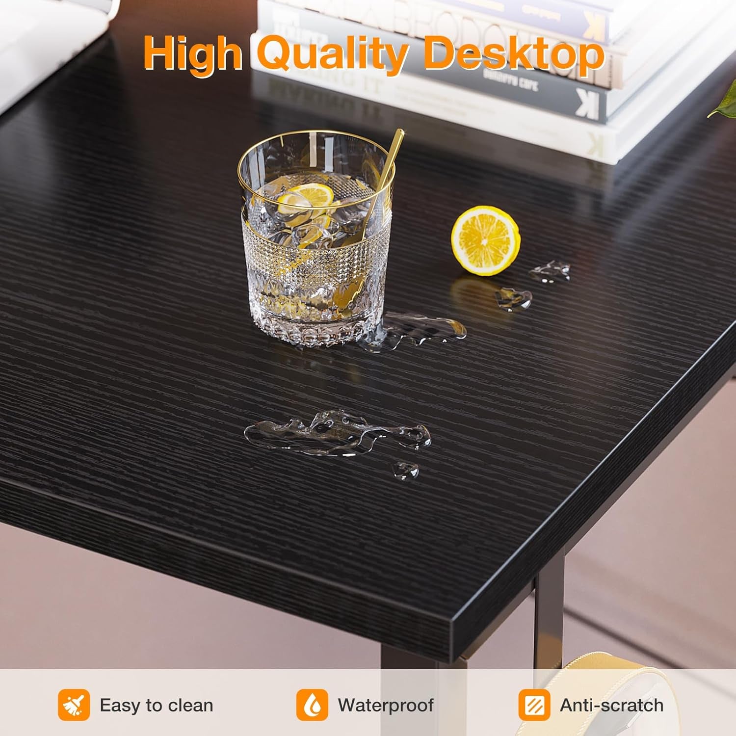 Computer Desk, 40 Inch Small Study Table, Office Desk with Storage, Work Table with Headphone Hook for Small Space Home Office, Black
