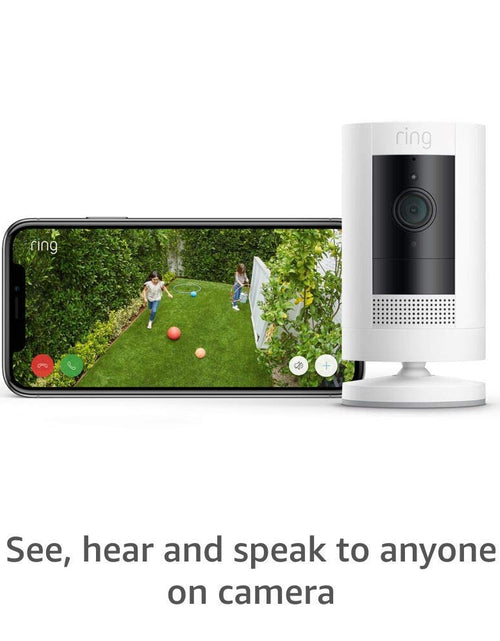 Load image into Gallery viewer, Outdoor Cam (Stick up Cam) | Weather-Resistant Outdoor Camera, Live View, Color Night Vision, Two-Way Talk, Motion Alerts, Works with Alexa | White

