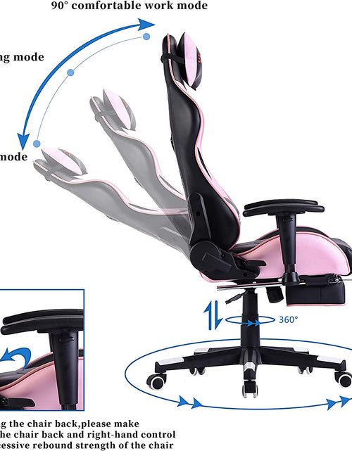 Load image into Gallery viewer, Pink Gaming Chair Ergonomic Computer Chair,Office Chair Gaming Massage Chair Gaming Chair with Footrest(Pink)
