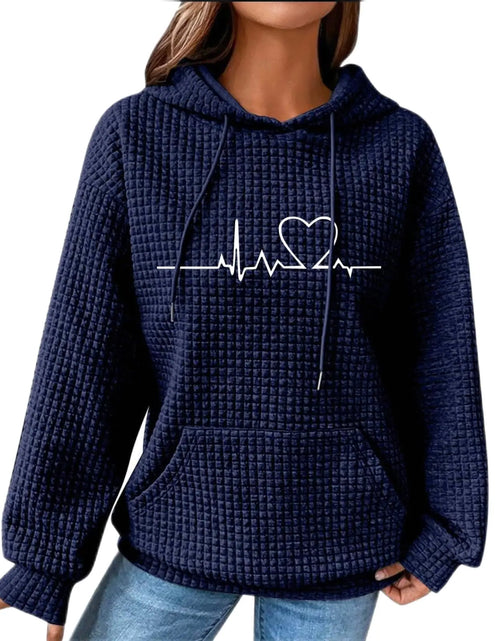 Load image into Gallery viewer, Oversized Hoodies For Women Winter Waffle Knit Oversized Sweatshirt For Women Drawstring Long Sleeve Fall Shirts For Women 2024 Y2K Hoodies Pullover Sweaters With Pockets Blue XXXL
