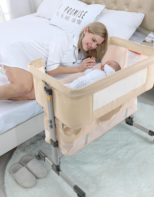 Load image into Gallery viewer, 3In1 Bedside Crib for Girl or Boy, Bedside Sleeper for Baby Portable and Adjustable Crib with Mosquito Net for Newborn Baby,Deep Khaki
