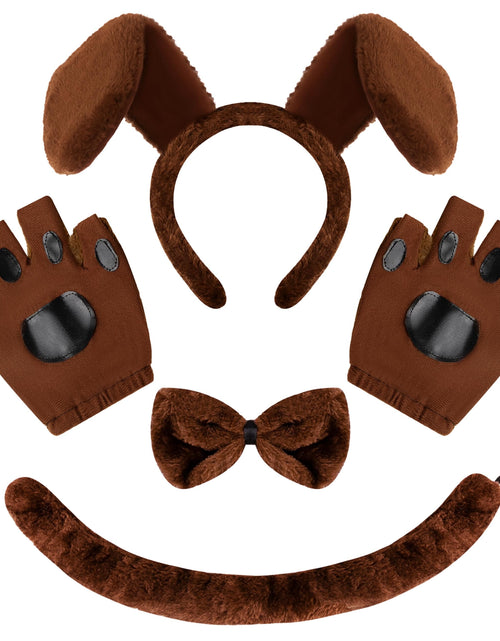 Load image into Gallery viewer, 5 Pcs Animal Dog Puppy Costume Accessories Set for Adult &amp; Kids, Halloween Party Dress-Up Accessories Set with Dog Puppy Ears Headband, Bowtie, Gloves and Tail Animal Costume Accessories
