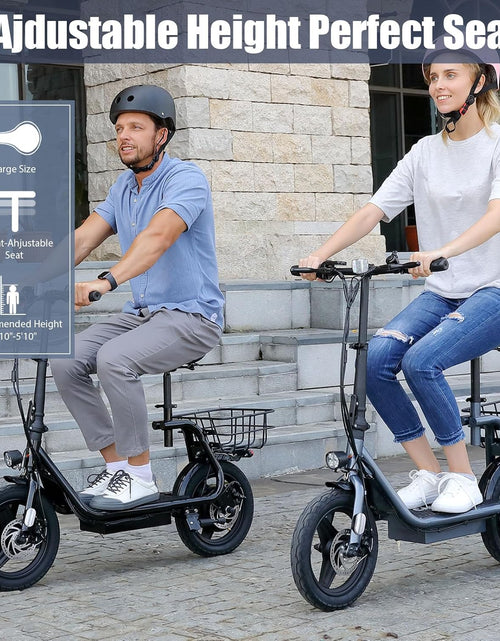 Load image into Gallery viewer, Electric Scooter with Seat, 14&quot; Tire Foldable E-Scooter for Adults, 500/800/1200W Motor, Max 30Miles Ranges&amp;20Mph, Dual Braking Dual Suspension, Stable Triangular Frame, 300Lbs Max Load
