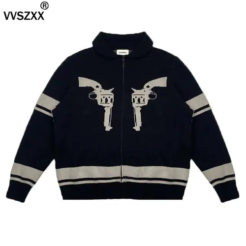 Load image into Gallery viewer, Vintage Printed Zipper Cardigan Sweater for Men
