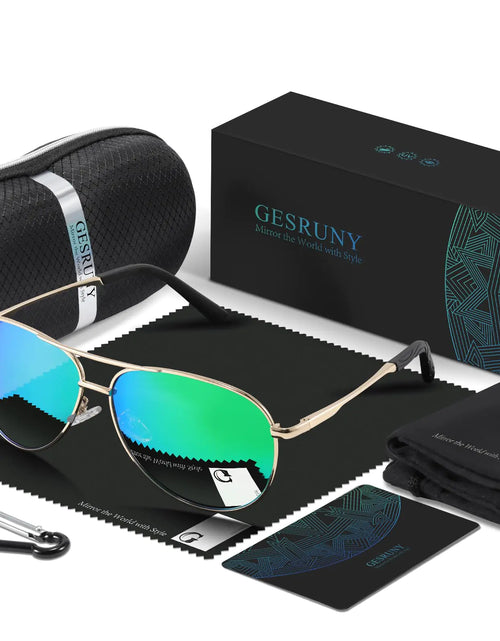 Load image into Gallery viewer, gesruny Polarized Aviator Sunglasses for Men Women- Classic Shades Retro Sun Glasses Driving Lightweight UV Protection
