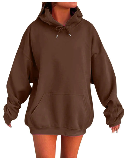 Load image into Gallery viewer, Purple Hoodie Women Oversized Hoodies Casual Long Sleeve Fleece Pullover Winter Plus Size Drop Shoulder Pocket Sweatshirts Trendy Hoodies Plus Size
