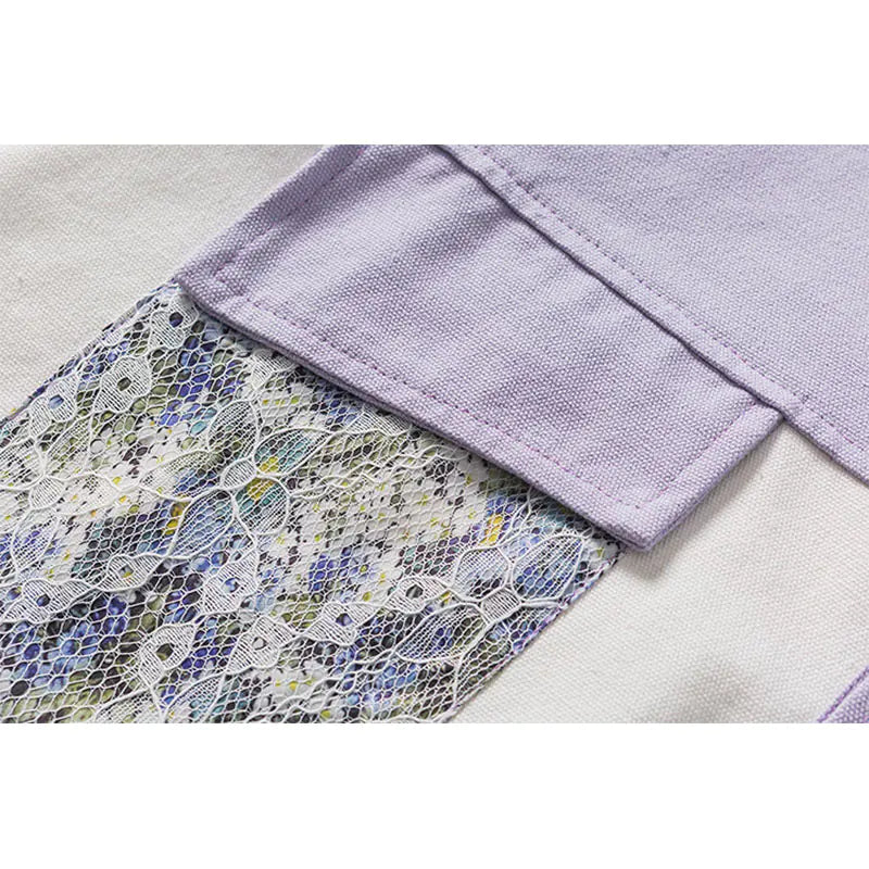 CALESECT 2024 Oversized Lace Patchwork Shacket Purple