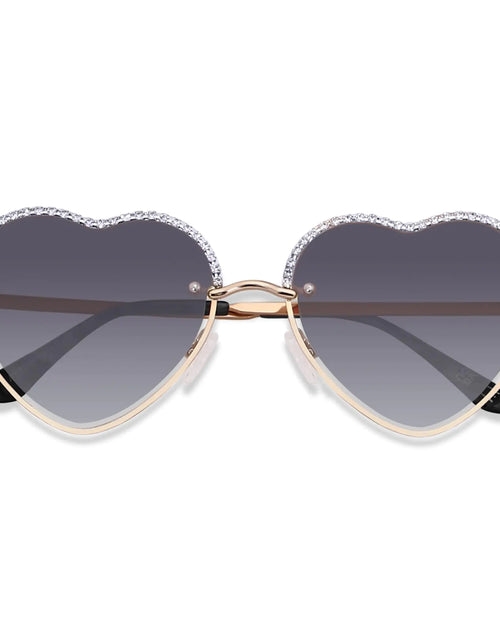 Load image into Gallery viewer, ANDWOOD Trendy Heart Shaped Sunglasses Womens Rhinestone Love Eye Sun glasses Metal Lovely Fashion Diamond Sunnies
