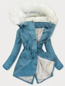 Women's Hooded Drawstring Plush Jacket