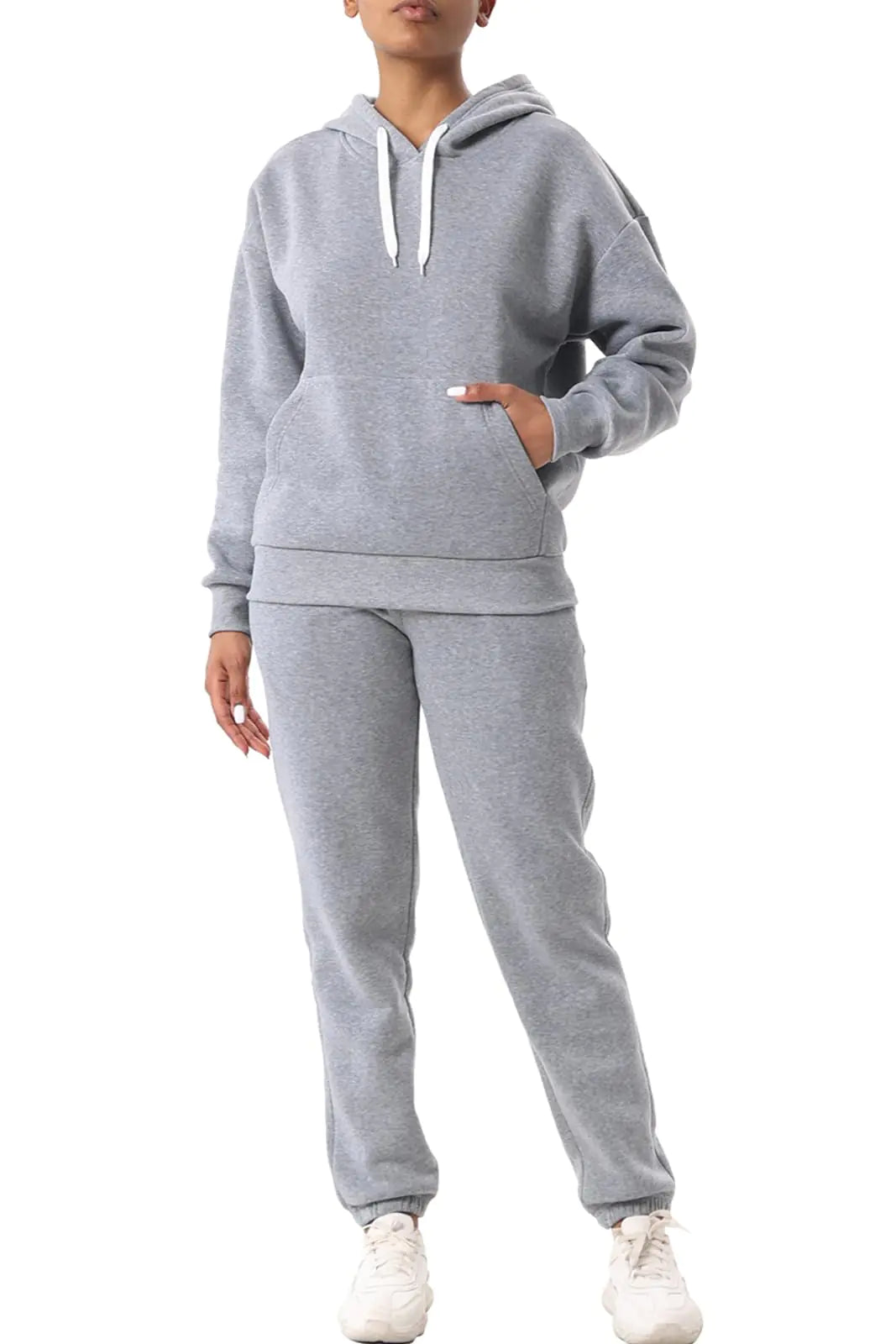 Facitisu Women Hoodies 2 Piece Outfits Sweatsuit Oversized Pullover Long Sleeve Sweatshirt Jogger Pants Set with Pockets