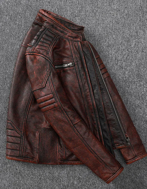 Load image into Gallery viewer, Harley Motorcycle Jacket in Vintage Genuine Leather

