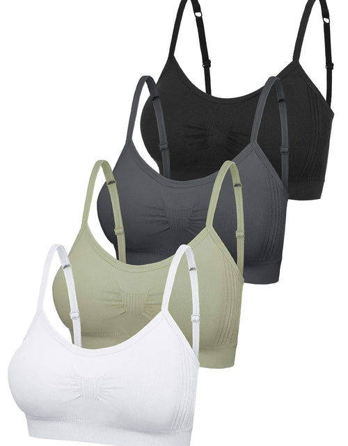 Load image into Gallery viewer, SATINIOR 4 Pieces Bralette Neck Cami Bra Wireless Tank Top Bra Sports Bra for Women(Large-x-LargeBlack Grey Green White)
