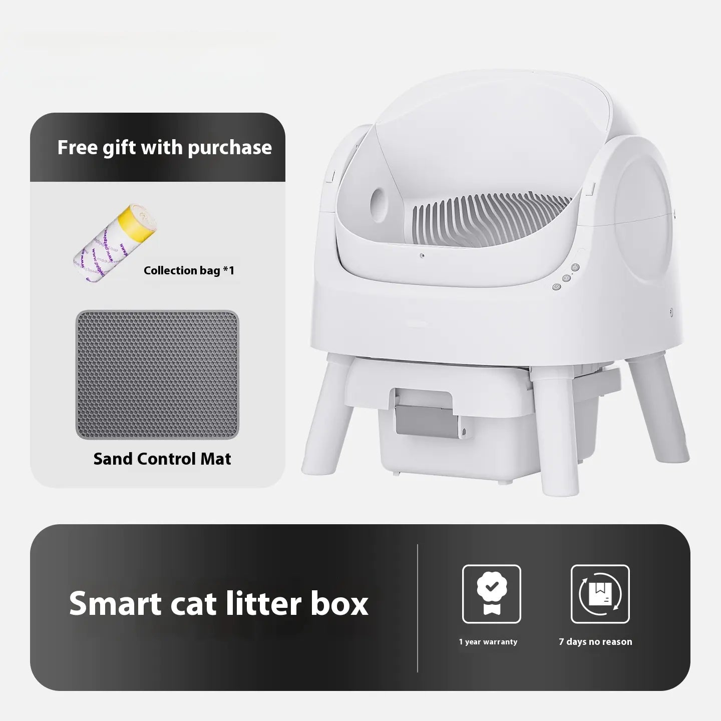 Open Automatic Self-Cleaning Litter Box (White)