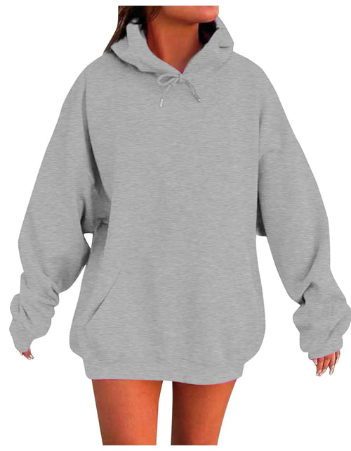 Load image into Gallery viewer, Purple Hoodie Women Oversized Hoodies Casual Long Sleeve Fleece Pullover Winter Plus Size Drop Shoulder Pocket Sweatshirts Trendy Hoodies Plus Size
